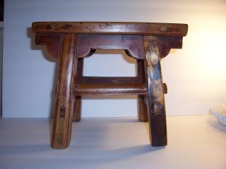 Antique Wood Miniature Stool - Antique Folk Art Bench - 1800 ' S Furniture photo