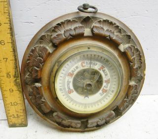 Vintage Barometer Carved Oak Base photo