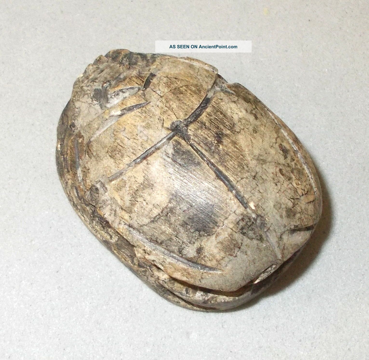Antique Egypt Scarab Bead Carved Glyphs 22mmx30mm 1900cc Egyptian photo