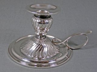 Austrian 800 Silver Fluted Design Chamberstick Candlestick Vienna 1880 photo