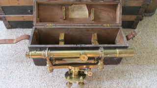 Brass Young & Sons Theodolite - Long Level - Wood Box Circa 1890 ' S photo