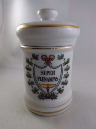 Old Paris Porcelain French Apothecary Jars Medicine Bottle Plenamins 5 