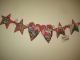 Christmas Santa Fabric Heart Star Ornies Ornaments Sewn Into A 24in.  Garland Primitives photo 4