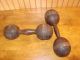 Antique Wooden Hand Weights Dumb Bells - - Vintage - Primitive - Steampunk Primitives photo 3