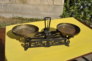 Antique French Cast Iron And Brass Scale Balance Early 1900 ' S photo
