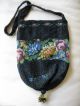 Antique Victorian Floral Amber Jet Black Pink Blue Micro Bead Reticule Purse Victorian photo 1