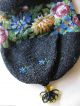 Antique Victorian Floral Amber Jet Black Pink Blue Micro Bead Reticule Purse Victorian photo 4