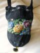 Antique Victorian Floral Amber Jet Black Pink Blue Micro Bead Reticule Purse Victorian photo 7
