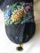 Antique Victorian Floral Amber Jet Black Pink Blue Micro Bead Reticule Purse Victorian photo 8