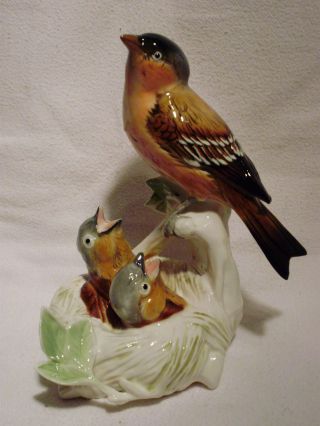 Finch With Nest Pair Group Decoration Porcelain Figurine Ens German photo