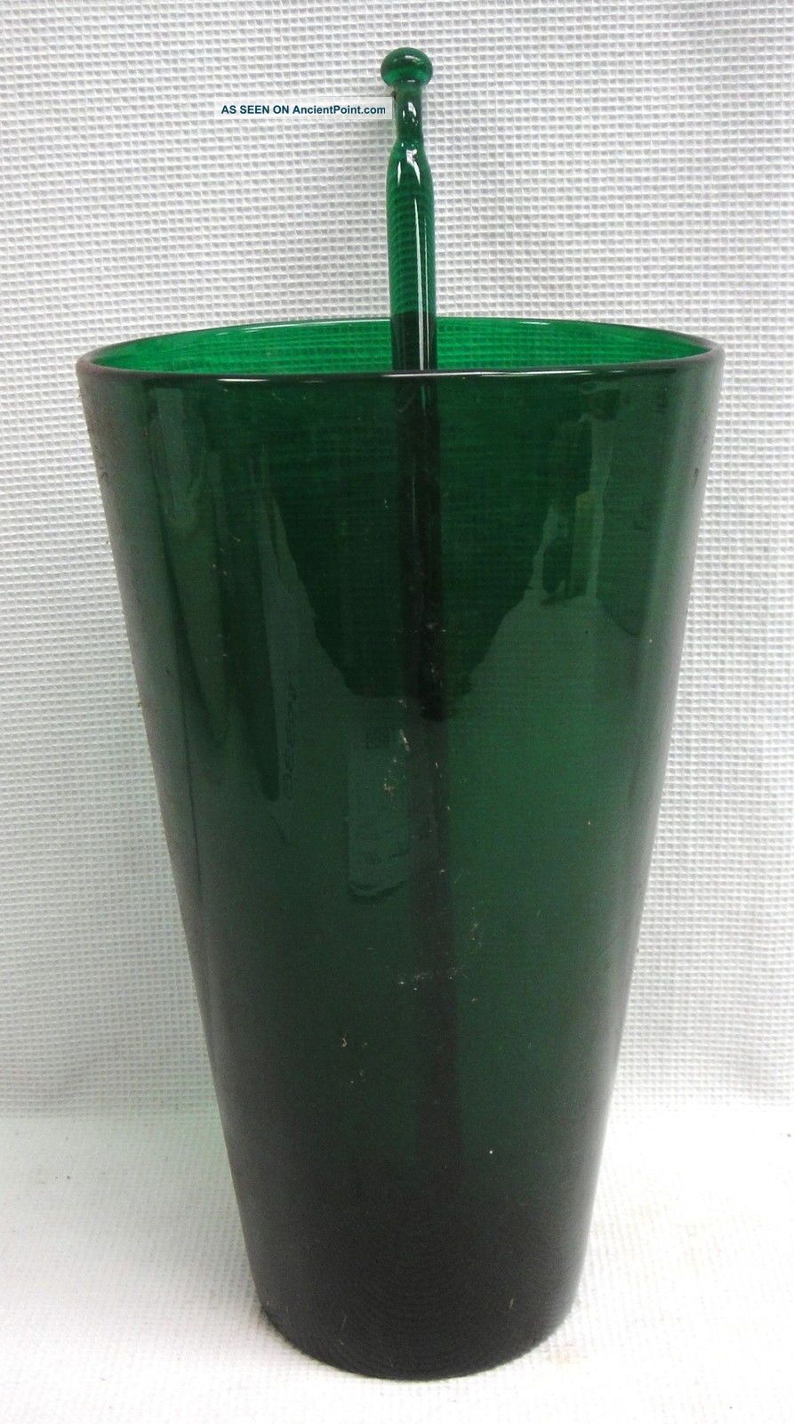 Unique Antique Green Glass Mortar Pestle Apothecary Pharmaceutical Alchemist Jar Bottles & Jars photo