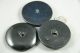 3 Vintage Bakelite Buttons Blue Black Carved Metal Shank Large 1 1/2 