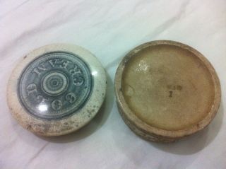 Rare 19c Cold Cream Antique Chemist Druggist Pot Lid & Jar Base Embossed 