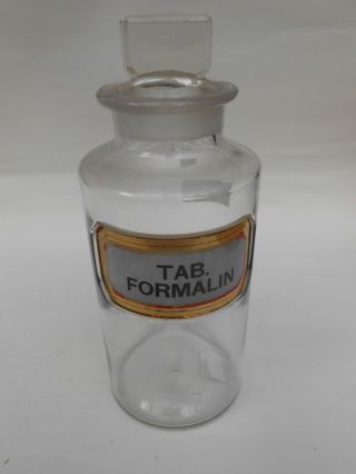 Antique Recessed Label Tab.  Formalin Chemist Shop Display Round photo