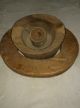 Vintage Antique Wood Wooden Hat Mold Form Block Millinery Brim & Top Hat 2 Piece Industrial Molds photo 5