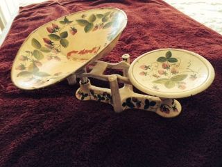 Cast Iron Scale 146 Removable Tin Bin Hand Painted Berries Years Ago No Weights photo