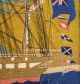 Antique 19thc Folk Art Woolwork Embroidered Hms Chesapeake Sailing Ship,  Nr Folk Art photo 8