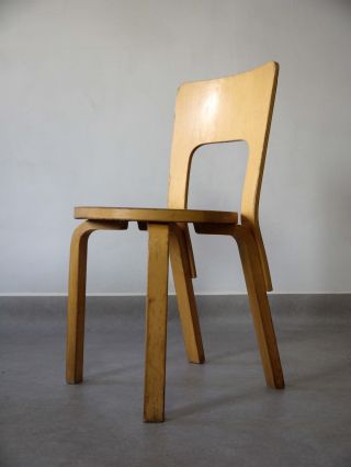 1940s Vintage Model 66 Chair Alvar Aalto For Artek Finland Bent Plywood photo