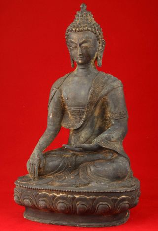 Asian Old Craft Casting Bronze Statue Sitting Buddha Collectible photo