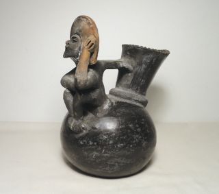 Peru Moche Mochica Chimu Black Pottery Vessel Figure Unknown Age Pre Columbian ? photo