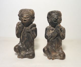 Peru Moche Mochica Chimu Black Pottery 2 Figures Unknown Age Pre Columbian ? photo