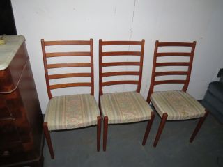 Vintage Mid Century Svegards Markaryd Teak Danish Ladder Back Chairs photo