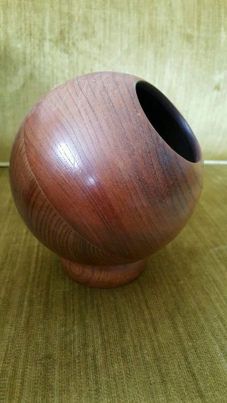 Vintage Mid Century Modern Wood Orb Desk Pen Pencil Holder photo