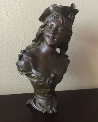 French Art Nouveau Lady ' S Bust Sculpture/statue By Sylvain Kinsburger photo