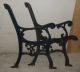Vtg Pair Ornate Cast Iron Garden Park Bench Legs & Back Rest Heavy Duty Antique Parts & Salvaged Pieces photo 6