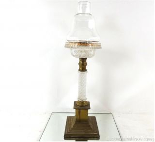 Antique Cricklite Clarke Patent Glass Fairy Lamp Candle Holder Brass Base photo
