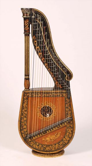 Antique Harp Lute Made By In London By Edward Light photo