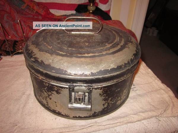Antique Metal Spice Tin Pie Food Keeper Primitive Early Century W/ 6 Jars Primitives photo