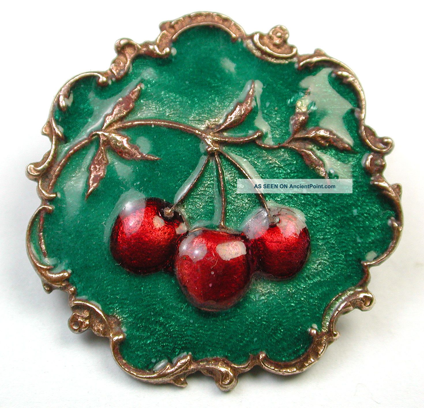Vintage Enamel Button Cherries On Branch Design Buttons photo