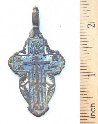 Ancient Old Believer Bronze Enamel Cross Female (ocr15) photo