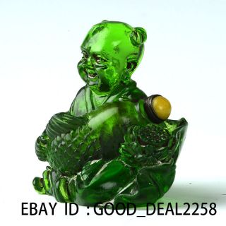 China Green Colour Old Beijing（18 - 19th） Glaze Hand - Carved Snuff Bottle photo