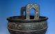 Fine China Bronze Tripod Pot Ding Scale Motif Ancient Characters Inscription Pots photo 2