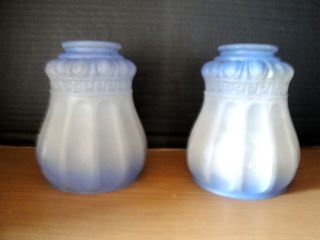 Vintage Victorian Blue & White Light Lamp Globes Glass White photo