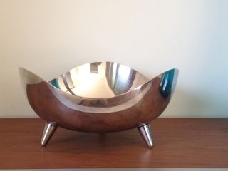 Vtg Mid Century Modern Art Bowl W 3 Legs Stamped Fb Rogers Silver Co 1883 439 photo