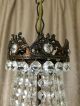 Antique French Huge Basket Style Crystal Brass Chandelier Lamp Light 1940s Chandeliers, Fixtures, Sconces photo 3