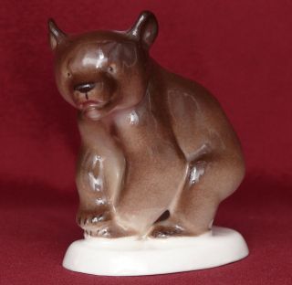 Vintageussr Soviet Rusian Lfz ЛФЗ Lomonosov Porcelain Figurine Baby Brown Bear photo