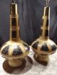 Mid Century Modern Pair Genie Bottle Moroccan & Faux Marble Pottery Lamps Vtg Mid-Century Modernism photo 1