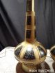 Mid Century Modern Pair Genie Bottle Moroccan & Faux Marble Pottery Lamps Vtg Mid-Century Modernism photo 2