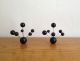 Pair Atomic Black Molecule Splash Lamp Shade Toppers Finials Mcm Art Sculptures Mid-Century Modernism photo 2