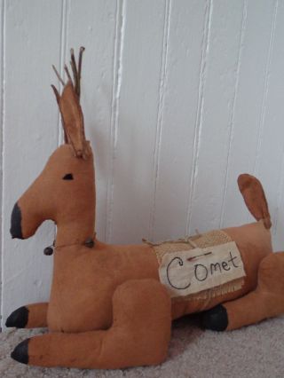 Primitive Christmas Reindeer Shelf Sitter - - Comet photo