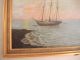 19th Century Nautical Painting Antique Schooner Steam Ocean Boat Shore Seascape Other Maritime Antiques photo 2