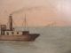 19th Century Nautical Painting Antique Schooner Steam Ocean Boat Shore Seascape Other Maritime Antiques photo 7