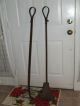 Huge Antique 1800 ' S Pair Blacksmith Hand Forged Iron Victorian Fireplace Tools Fireplaces & Mantels photo 8