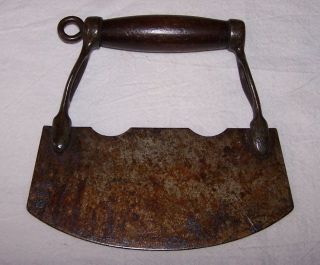 Antique Single Blade Wood Handle Food Chopper - Country - Primitive - Kitchen - Cook photo