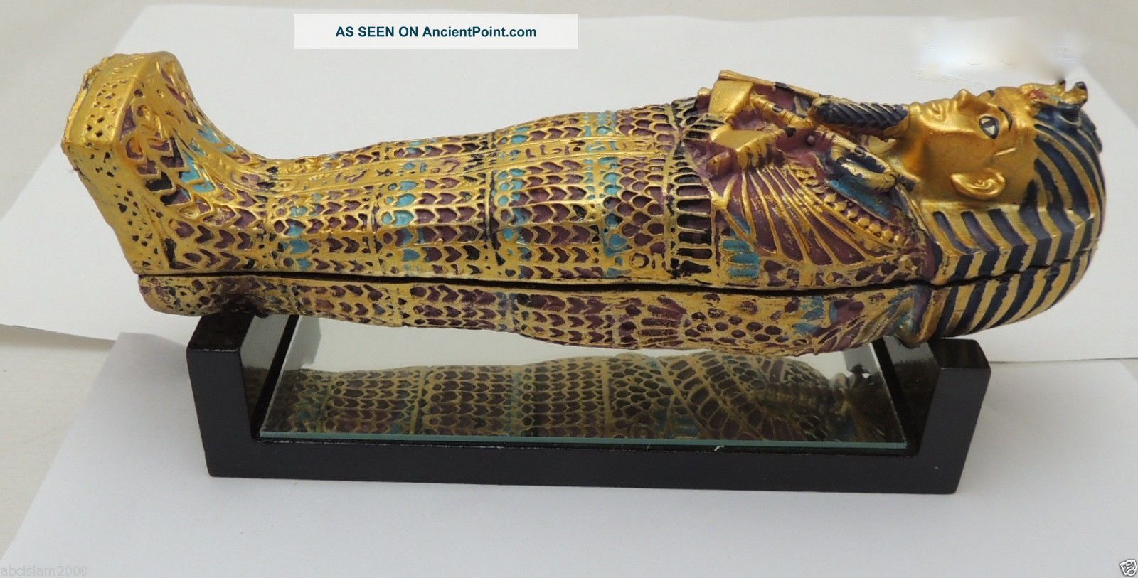 Egyptian Pharaoh King Tut Coffin With Mummy Statue Figurine On Mirror Egyptian photo