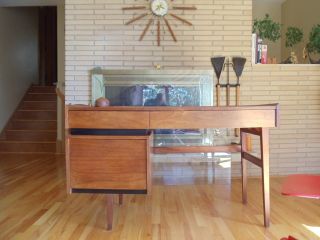 Mid Century Dillingham Milo Baughman Olied Walnut Desk Danish Eames Retro Excllt photo